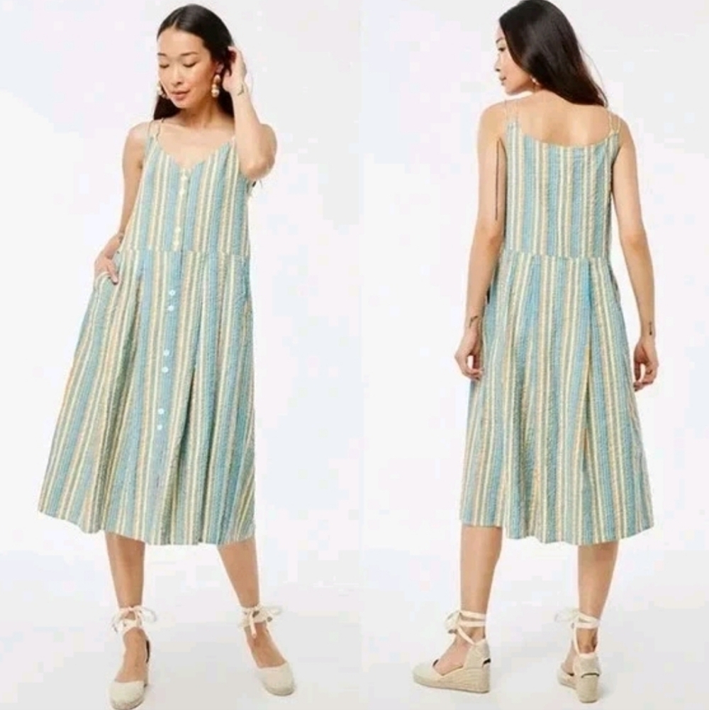 Roller Rabbit Lindy Seersucker Midi Dress XL Striped